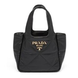 Replica Borsa tote Prada piccola in pelle nappa con impunture 1BG451 nera
