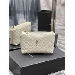 Replica Pochette cosmetica con cerniera YSL Saint Laurent Gaby 23 cm bianca