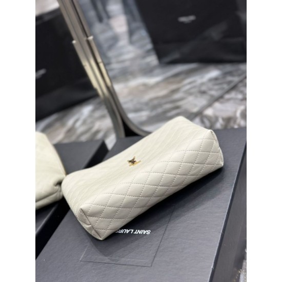 Replica Pochette cosmetica con cerniera YSL Saint Laurent Gaby 23 cm bianca
