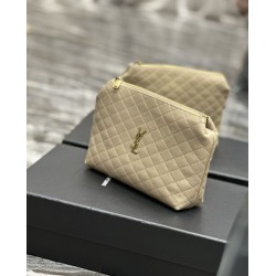 Replica Pochette per cosmetici con cerniera YSL Saint Laurent Gaby 23 cm albicocca