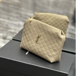 Replica Pochette per cosmetici con cerniera YSL Saint Laurent Gaby 23 cm albicocca