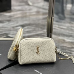 Replica Borsa a catena con cerniera YSL Saint Laurent Gaby 18 cm bianca