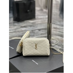 Replica Borsa a catena con cerniera YSL Saint Laurent Gaby 18 cm bianca