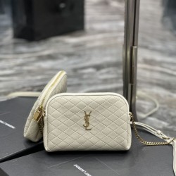 Replica Borsa a catena con cerniera YSL Saint Laurent Gaby 18 cm bianca