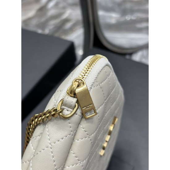 Replica Borsa a catena con cerniera YSL Saint Laurent Gaby 18 cm bianca