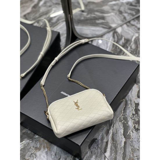 Replica Borsa a catena con cerniera YSL Saint Laurent Gaby 18 cm bianca