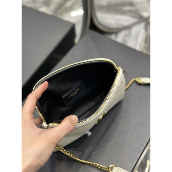 Replica Borsa a catena con cerniera YSL Saint Laurent Gaby 18 cm bianca