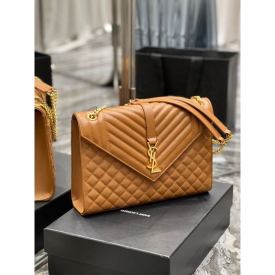 Replica Borsa a busta grande YSL Saint Laurent Mix Matelasse Caramello 31 cm
