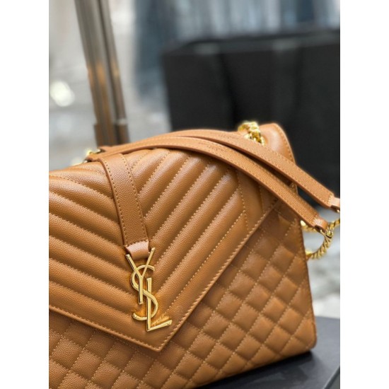 Replica Borsa a busta grande YSL Saint Laurent Mix Matelasse Caramello 31 cm
