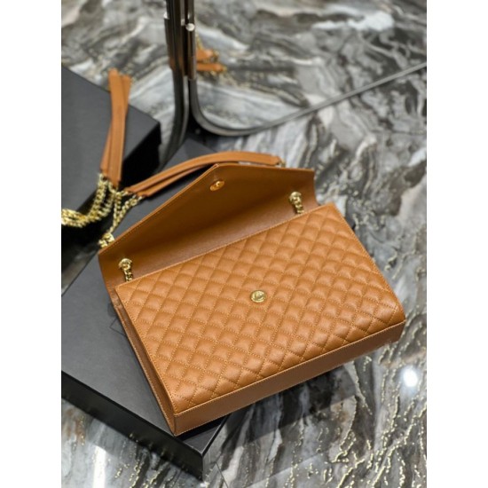 Replica Borsa a busta grande YSL Saint Laurent Mix Matelasse Caramello 31 cm