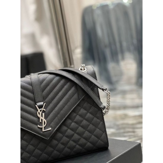 Replica Borsa a busta grande YSL Saint Laurent Mix Matelasse Nera 31 cm