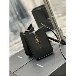 Replica YSL Saint Laurent Le 5 A 7 Mini verticale in pelle conciata al vegetale nera