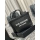 Replica Borsa tote ricamata YSL Saint Laurent Rive Gauche nera