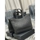 Replica Borsa tote ricamata YSL Saint Laurent Rive Gauche nera
