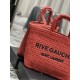 Replica Borsa tote ricamata YSL Saint Laurent Rive Gauche Rossa
