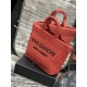 Replica Borsa tote ricamata YSL Saint Laurent Rive Gauche Rossa
