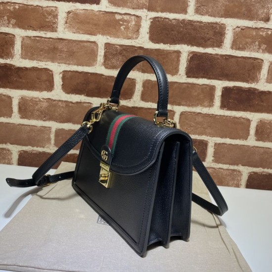 Replica Ophidia piccola borsa con manico superiore con Web 652683 nero