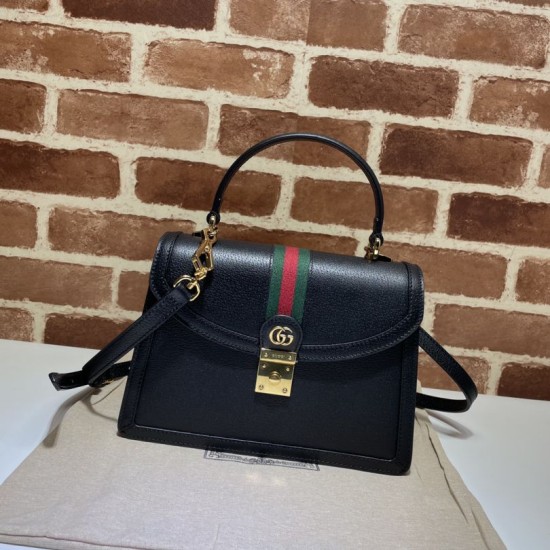 Replica Ophidia piccola borsa con manico superiore con Web 652683 nero