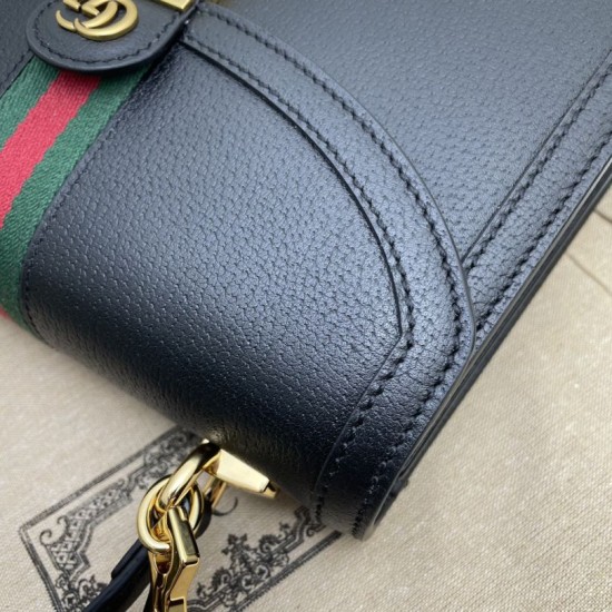 Replica Ophidia piccola borsa con manico superiore con Web 652683 nero