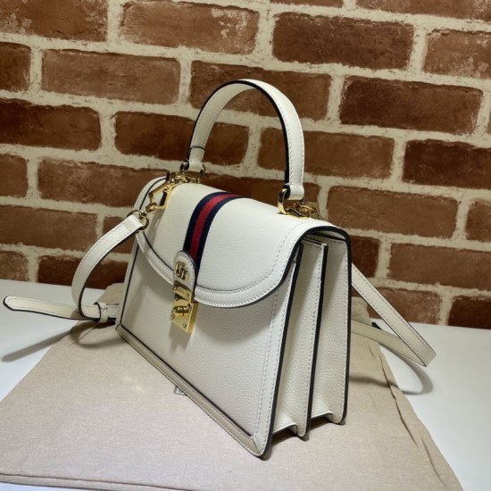Replica Ophidia piccola borsa con manico superiore con Web 652683 bianco