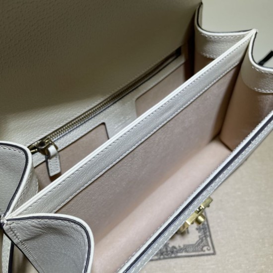 Replica Ophidia piccola borsa con manico superiore con Web 652683 bianco