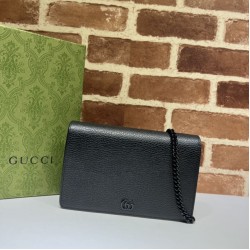 Replica Portafoglio con catena Gucci GG Marmont 497985 Nero