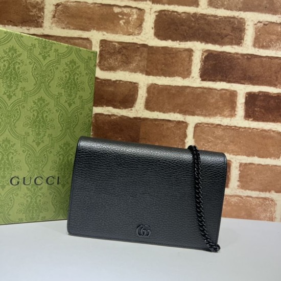Replica Portafoglio con catena Gucci GG Marmont 497985 Nero