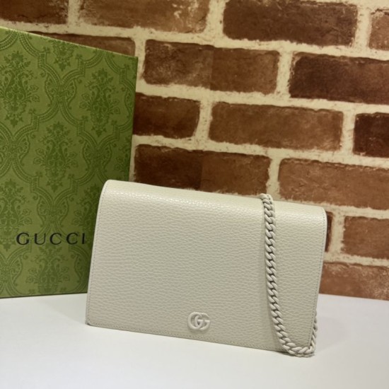 Replica Portafoglio con catena Gucci GG Marmont 497985 Bianco