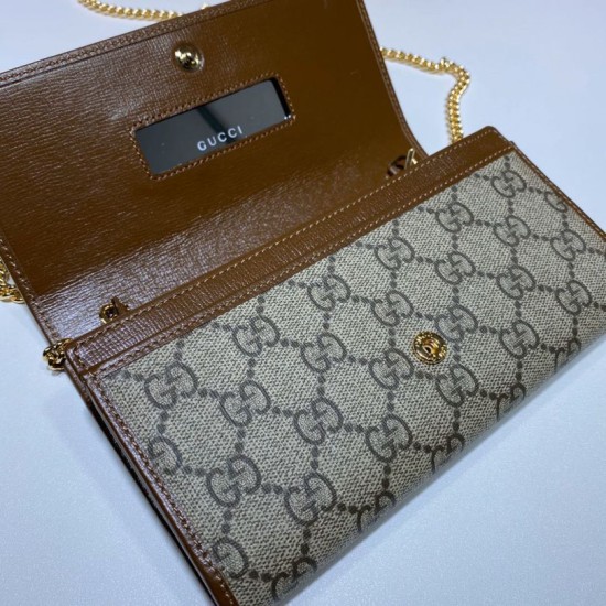 Replica Borsa Gucci 621888 Borsa a catena GG-Supreme Canvas Horsebit 1955