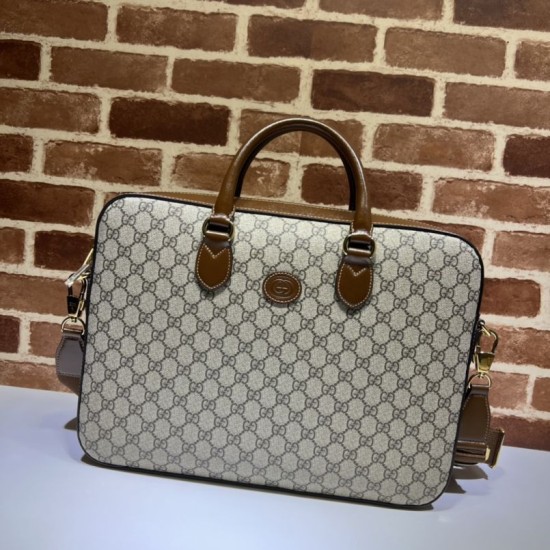 Replica Borsa Gucci Business con Interlocking G 674140 Caffè