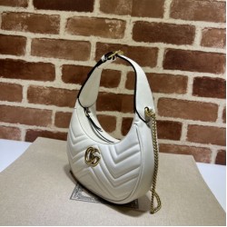 Replica Mini borsa a forma di mezzaluna Gucci GG Marmont 699514 bianca Replica Mini borsa a forma di mezzaluna Gucci GG Marmont 699514 bianca