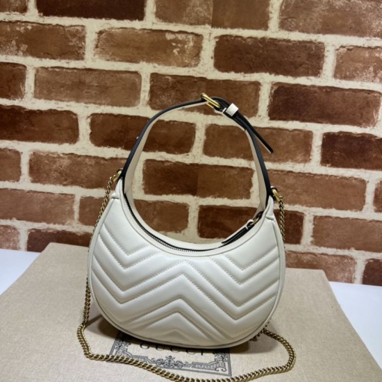 Replica Mini borsa a forma di mezzaluna Gucci GG Marmont 699514 bianca