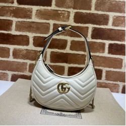 Replica Mini borsa a forma di mezzaluna Gucci GG Marmont 699514 bianca