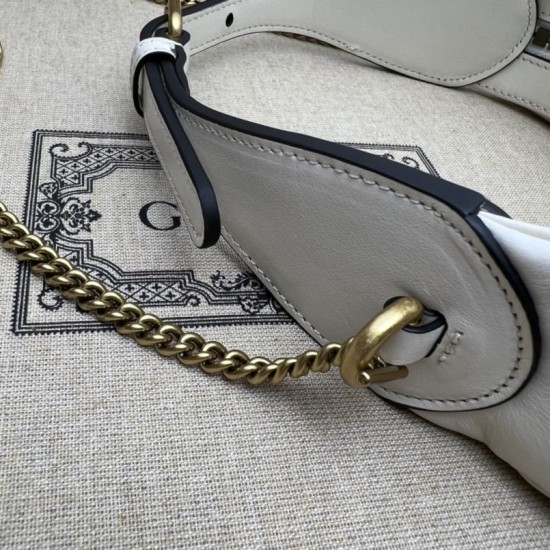 Replica Mini borsa a forma di mezzaluna Gucci GG Marmont 699514 bianca