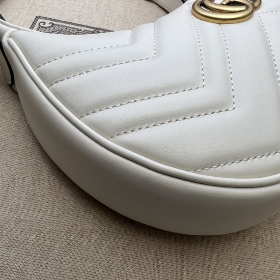 Replica Mini borsa a forma di mezzaluna Gucci GG Marmont 699514 bianca