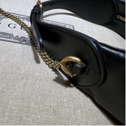 Replica Mini borsa a forma di mezzaluna Gucci GG Marmont 699514 nera