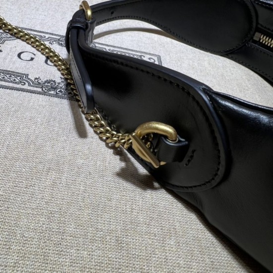 Replica Mini borsa a forma di mezzaluna Gucci GG Marmont 699514 nera