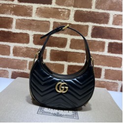 Replica Mini borsa a forma di mezzaluna Gucci GG Marmont 699514 nera