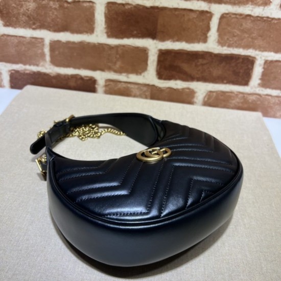 Replica Mini borsa a forma di mezzaluna Gucci GG Marmont 699514 nera