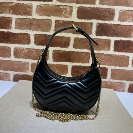 Replica Mini borsa a forma di mezzaluna Gucci GG Marmont 699514 nera