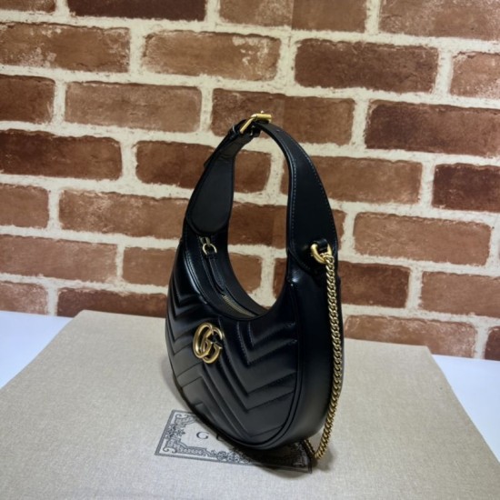 Replica Mini borsa a forma di mezzaluna Gucci GG Marmont 699514 nera