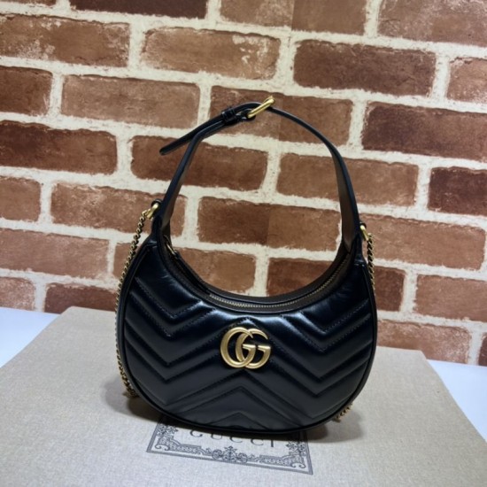 Replica Mini borsa a forma di mezzaluna Gucci GG Marmont 699514 nera