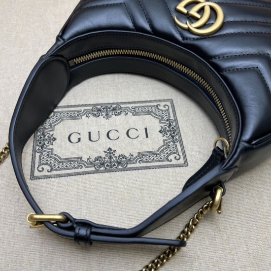 Replica Mini borsa a forma di mezzaluna Gucci GG Marmont 699514 nera