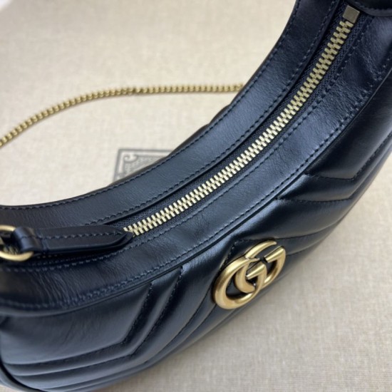 Replica Mini borsa a forma di mezzaluna Gucci GG Marmont 699514 nera