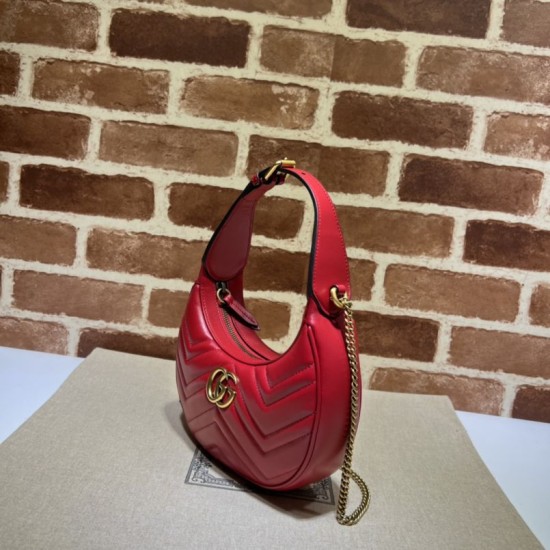Replica Mini borsa a forma di mezzaluna Gucci GG Marmont 699514 rossa