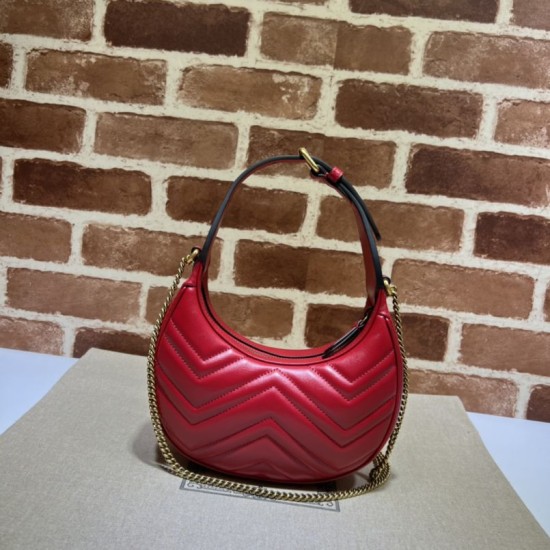 Replica Mini borsa a forma di mezzaluna Gucci GG Marmont 699514 rossa