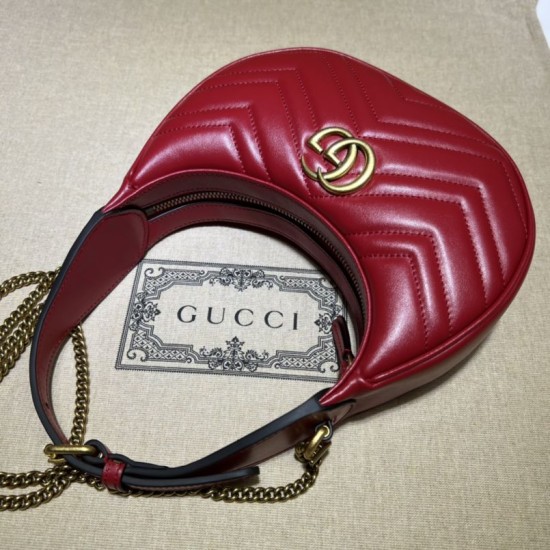 Replica Mini borsa a forma di mezzaluna Gucci GG Marmont 699514 rossa