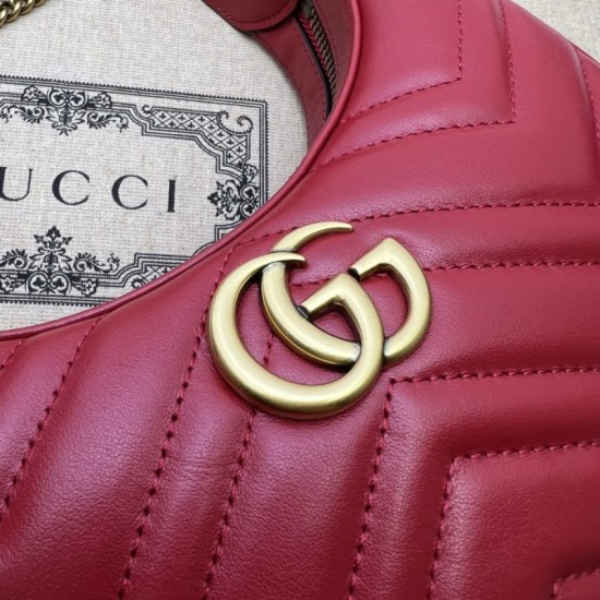 Replica Mini borsa a forma di mezzaluna Gucci GG Marmont 699514 rossa