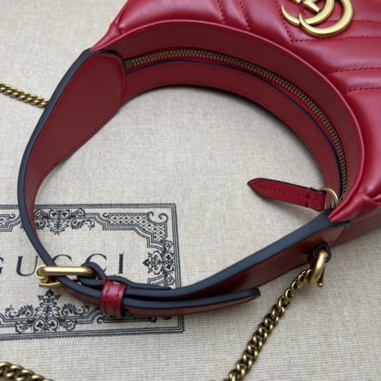 Replica Mini borsa a forma di mezzaluna Gucci GG Marmont 699514 rossa