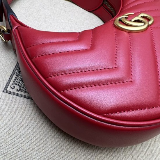 Replica Mini borsa a forma di mezzaluna Gucci GG Marmont 699514 rossa